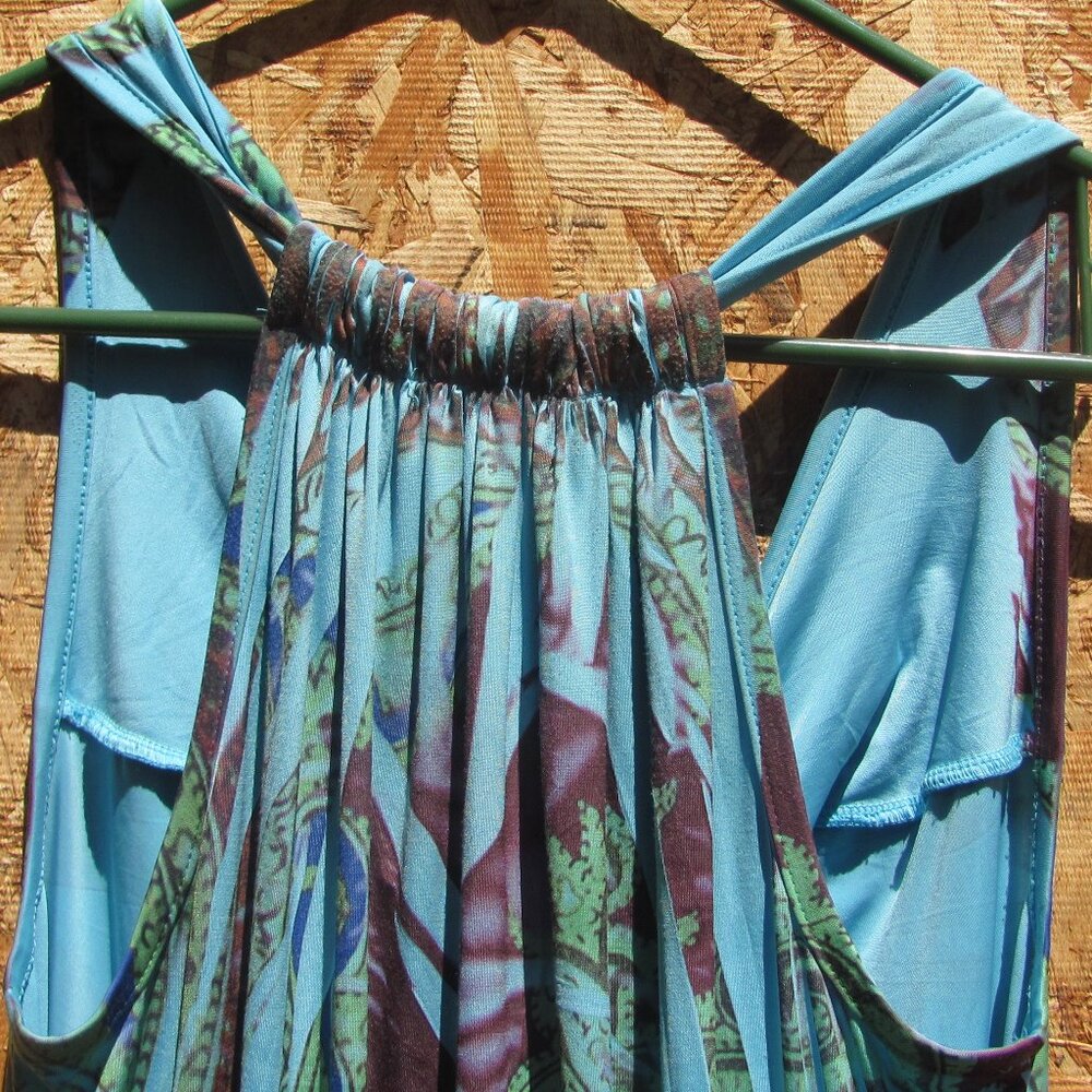 Paisley Maxi Dress Size M Hippie Bohemian Festival Resort Vacation Beach - Picture 5 of 6